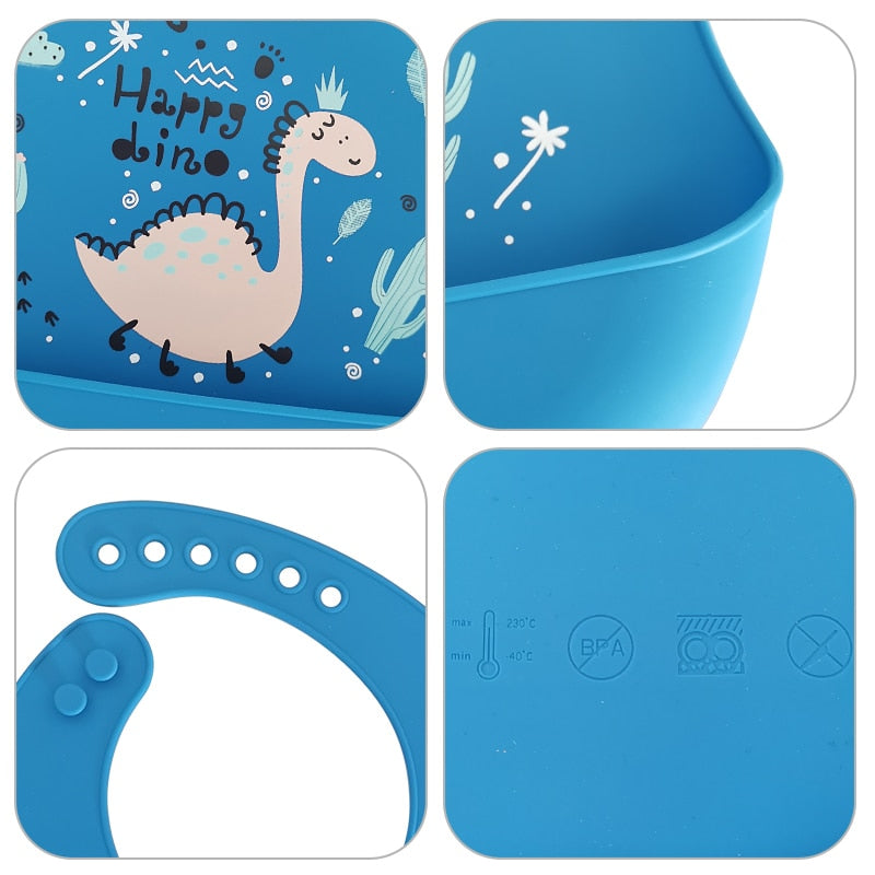 Waterproof Soft Silicone Bib: Featuring Six Vibrant Patterns to Keep Your Child's Clothes Safe from Food Stains, Suitable for Ages 6-24 Months