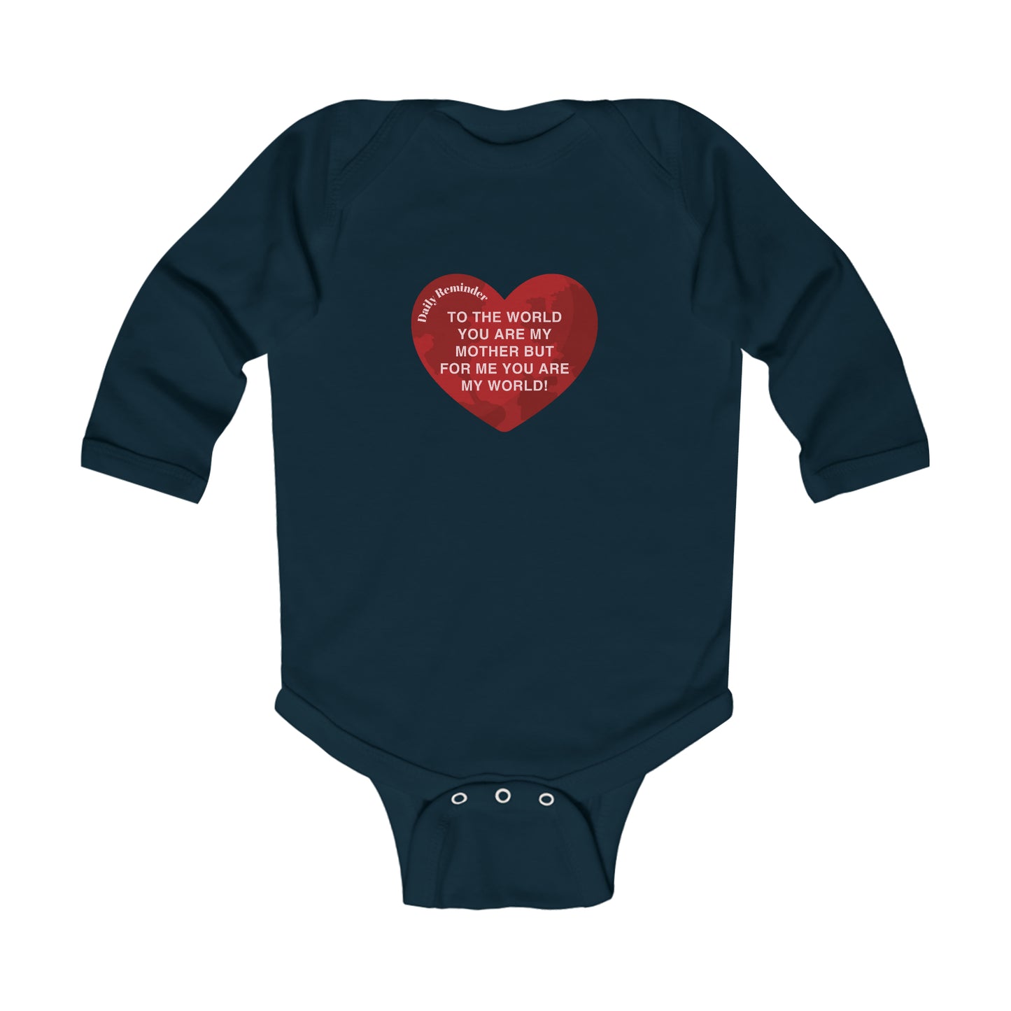 Adorabile Body a Maniche Lunghe Per Neonato: Dolce Stampa 'My World' con Daily Reminder per La Mamma! 6 Colori, Adatto all'Età 0-18 Mesi