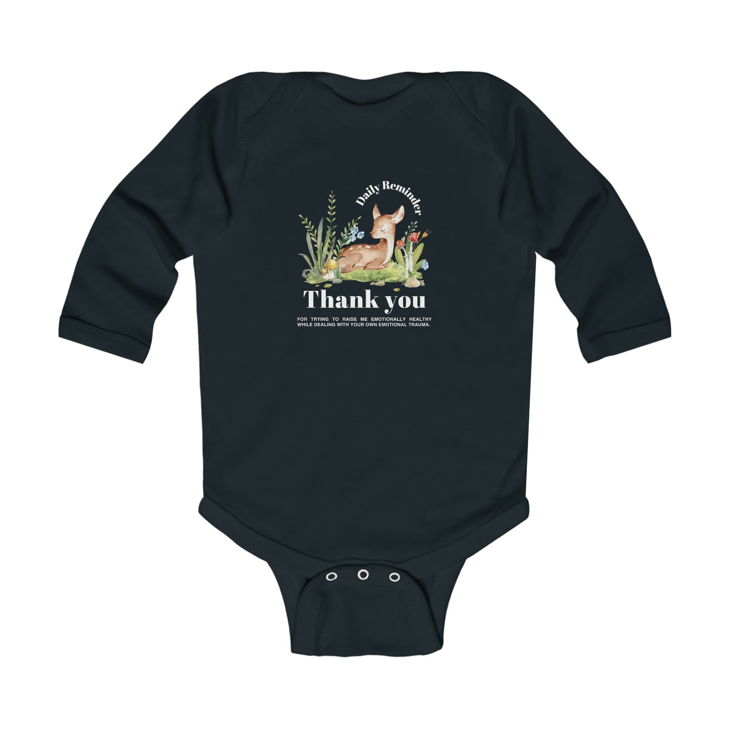 Adorable Baby Long Sleeve Bodysuit: Sweet Forest Daily Reminder Print for Mom! 5 Colors, Suitable for Ages 0-18 Months