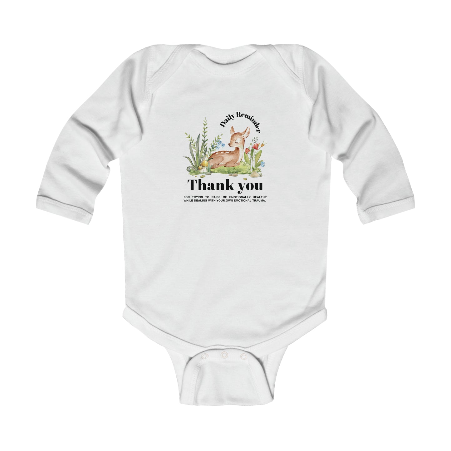 Adorable Baby Long Sleeve Bodysuit: Sweet Forest Daily Reminder Print for Mom! 5 Colors, Suitable for Ages 0-18 Months