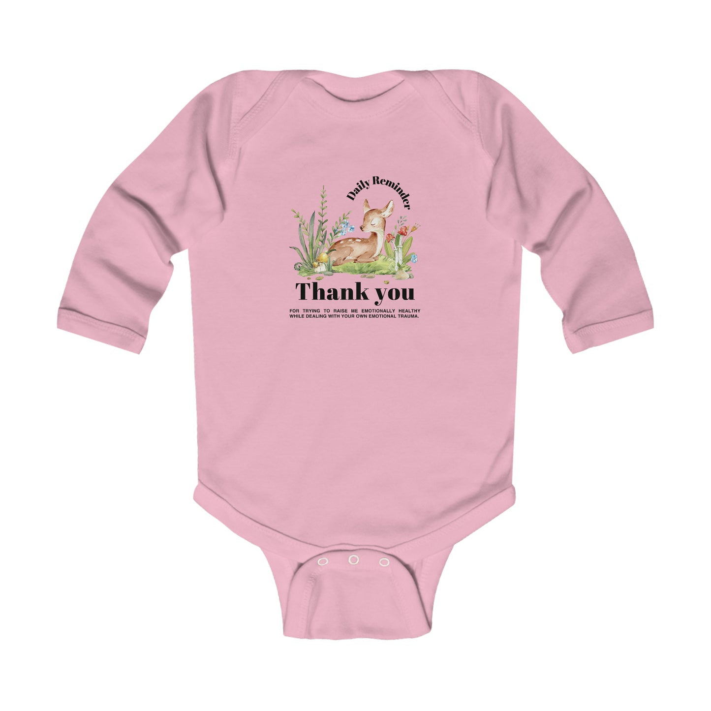 Adorable Baby Long Sleeve Bodysuit: Sweet Forest Daily Reminder Print for Mom! 5 Colors, Suitable for Ages 0-18 Months