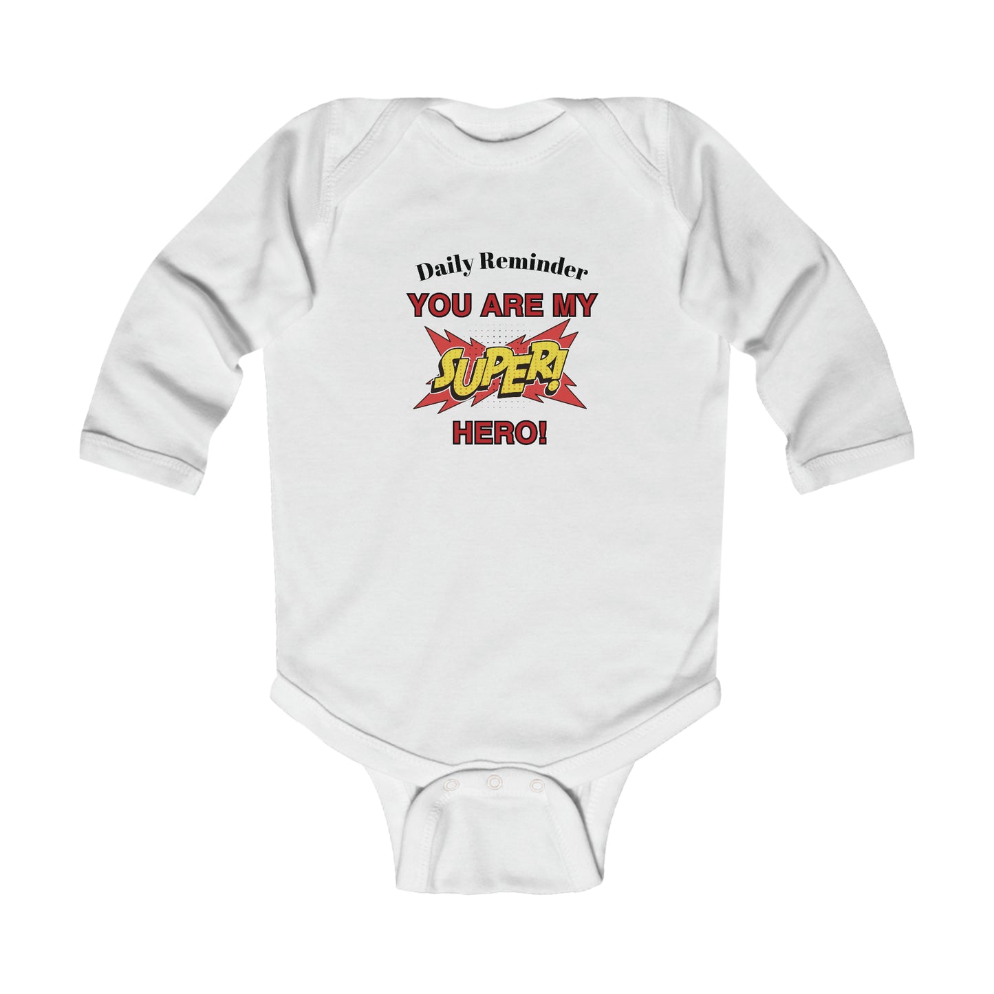 Adorable Baby Long Sleeve Bodysuit: Sweet Super Hero Daily Reminder Print for Mom! 4 Colors, Suitable for Ages 0-18 Months