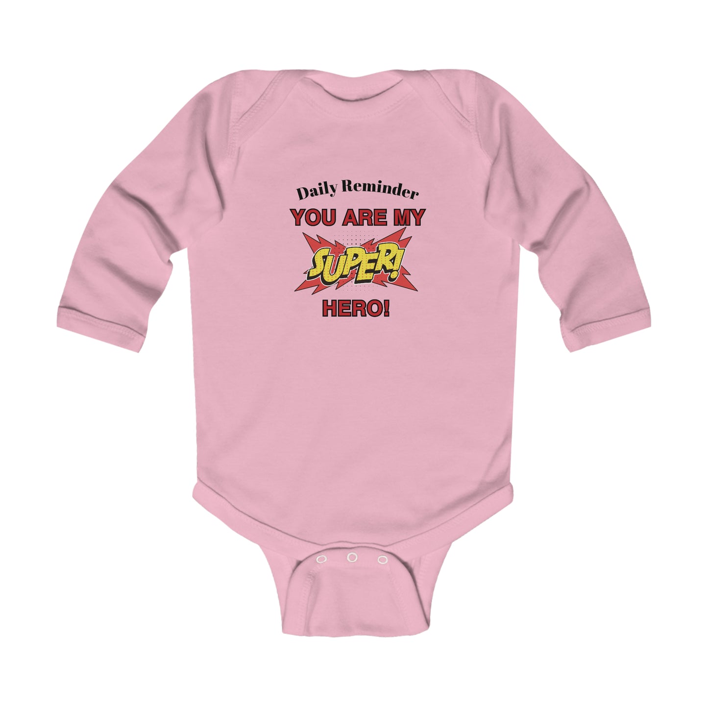 Adorable Baby Long Sleeve Bodysuit: Sweet Super Hero Daily Reminder Print for Mom! 4 Colors, Suitable for Ages 0-18 Months