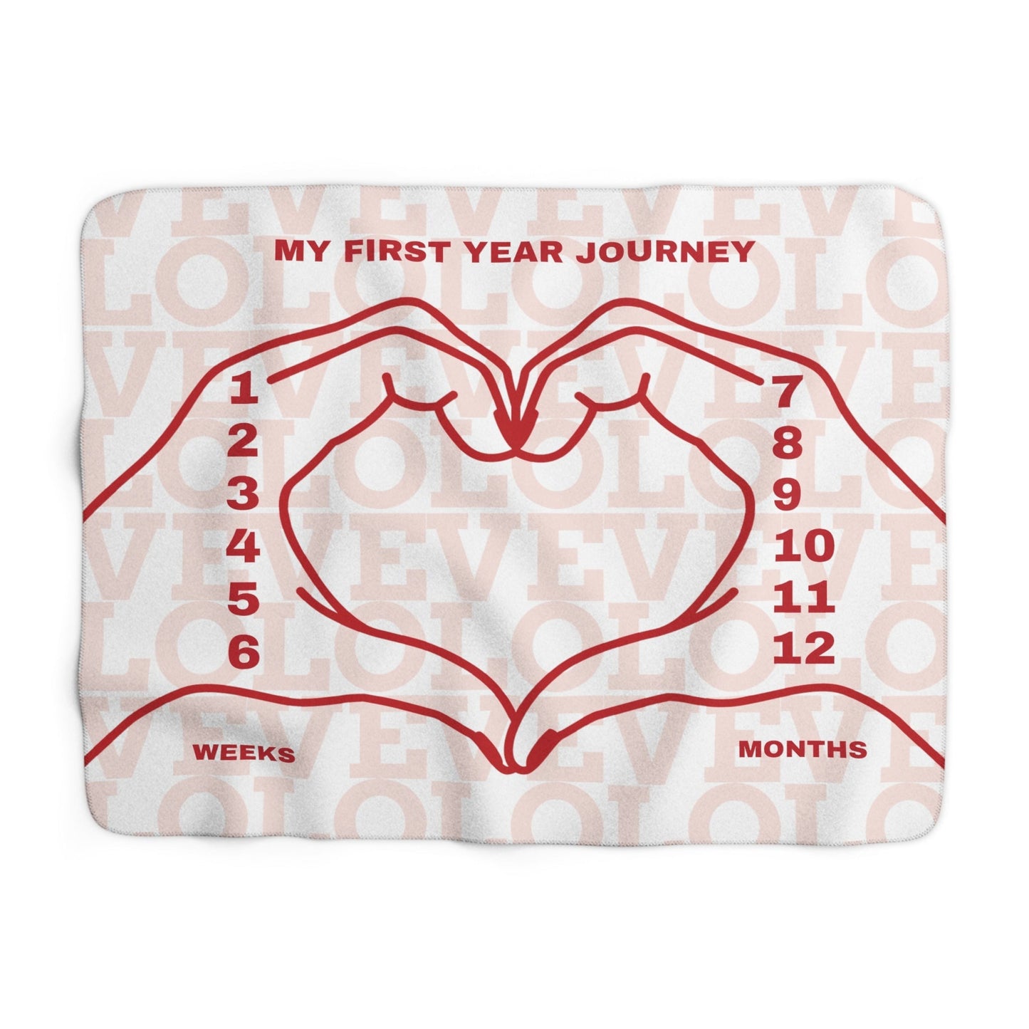 Baby Milestone Sherpa Fleece Blanket with Love Print: Capture Every Stage of Growth from 0 to 12 Months!