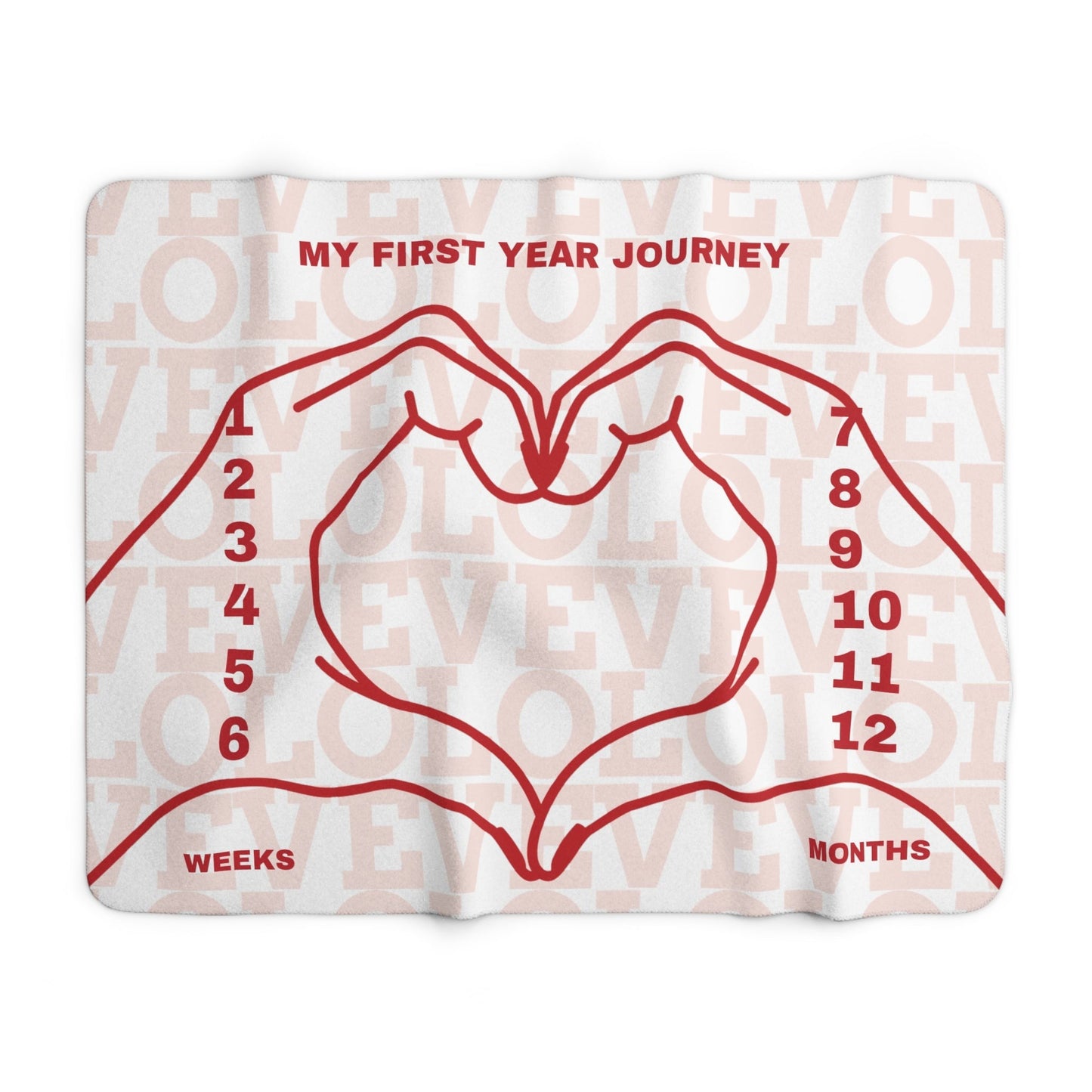 Baby Milestone Sherpa Fleece Blanket with Love Print: Capture Every Stage of Growth from 0 to 12 Months!