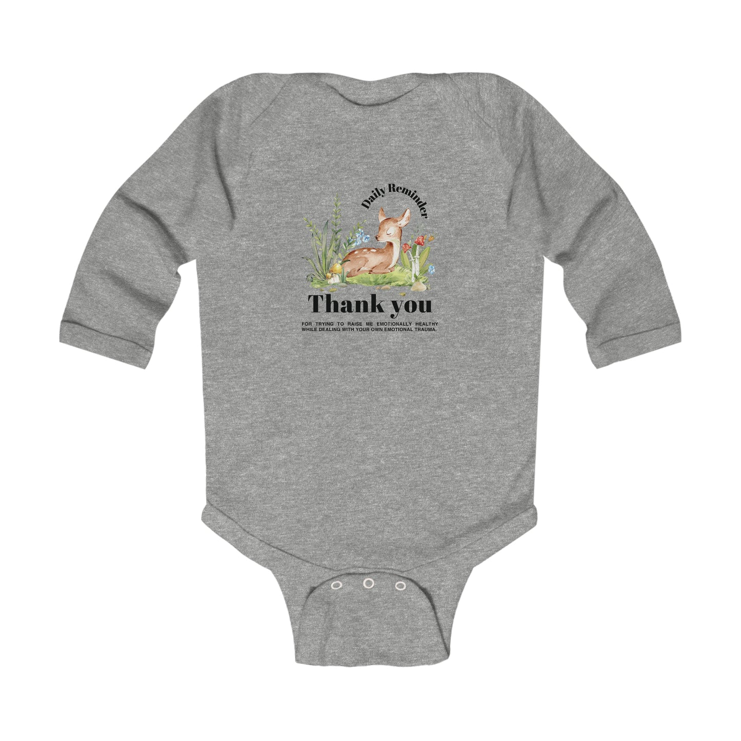 Adorable Baby Long Sleeve Bodysuit: Sweet Forest Daily Reminder Print for Mom! 5 Colors, Suitable for Ages 0-18 Months