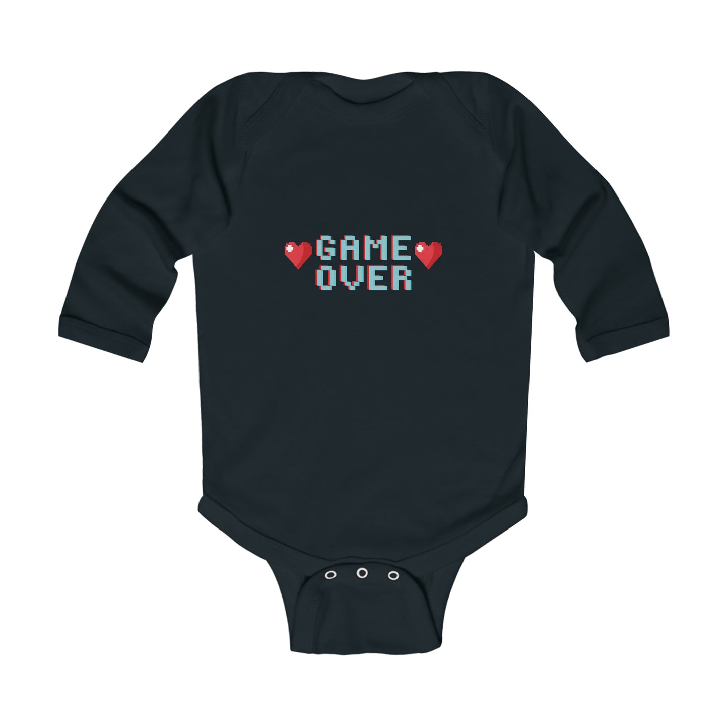 Game Over - Baby Long Sleeve Bodysuit, 4 Colors, Suitable for Ages 0-18 Months