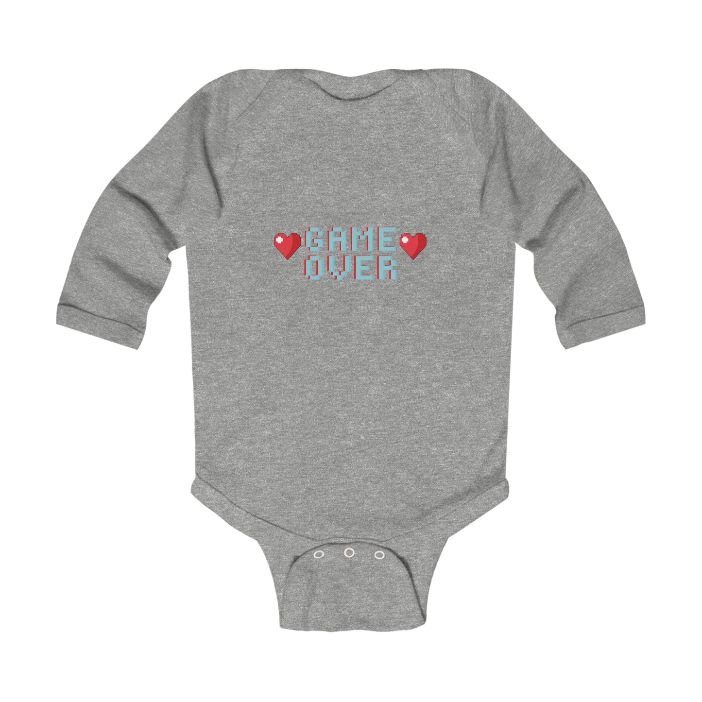 Game Over - Baby Long Sleeve Bodysuit, 4 Colors, Suitable for Ages 0-18 Months