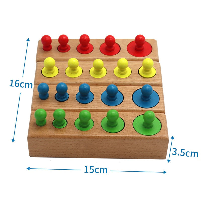 Set di 4 Blocchi per Cilindri Montessori: Gioco in Legno con Cilindri Impilabili di Diverse Dimensioni e Colori per Stimolare l'Apprendimento Precoce del Bambino, 18-24 Mesi